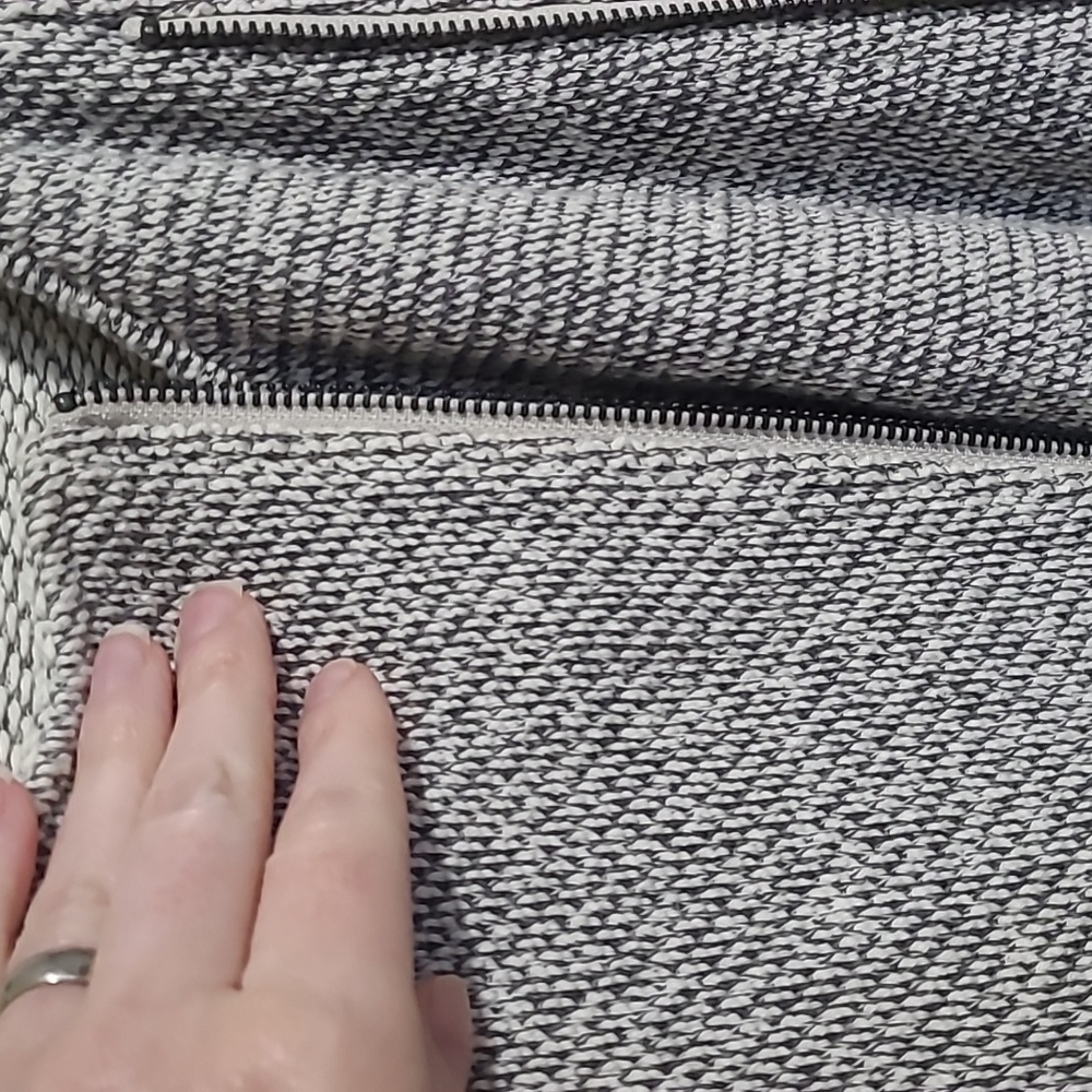 LAST CHANCE! DONATING SOON! Eileen Fisher woven cotton zip moto jacket L - Picture 4 of 10